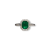 Classic Colombian emerald halo ring