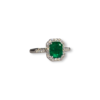 Classic Colombian emerald halo ring