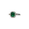 Classic Colombian emerald halo ring