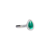 Teardrop emerald & diamond halo ring