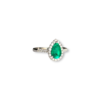 Teardrop emerald & diamond halo ring