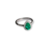 Teardrop emerald & diamond halo ring