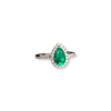 Teardrop emerald & diamond halo ring