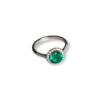 Round Brilliant Colombian Emerald With Diamond Halo