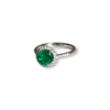 Round Brilliant Colombian Emerald With Diamond Halo