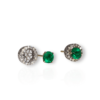 Yellow gold round emerald studs with diamond jackets