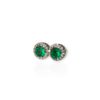 Yellow gold round emerald studs with diamond jackets