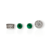 Yellow gold round emerald studs with diamond jackets