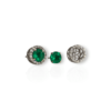 Yellow gold round emerald studs with diamond jackets