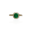 Classic Colombian emerald halo ring