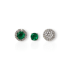 Yellow gold round emerald studs with diamond jackets