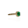 Classic Colombian emerald halo ring