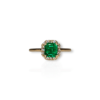 Classic Colombian emerald halo ring