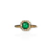 Classic Colombian emerald halo ring