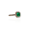 Classic Colombian emerald halo ring