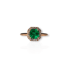 Classic Colombian emerald halo ring