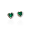 Emerald heart earrings with diamond jackets