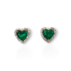 Emerald heart earrings with diamond jackets