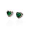 Emerald heart earrings with diamond jackets