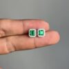 Studs with diamond jackets square emerald cut