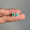 Studs with diamond jackets square emerald cut