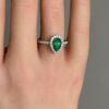 Teardrop emerald & diamond halo ring