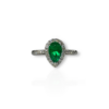 Teardrop emerald & diamond halo ring