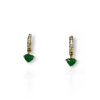 Heart Colombian emerald drop hoop with diamonds earrings