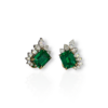 Investment quality emerald cut pair of earrings with detachable diamond jackets