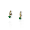 Heart Colombian emerald drop hoop with diamonds earrings