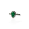 Teardrop emerald & diamond halo ring