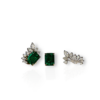 Investment quality emerald cut pair of earrings with detachable diamond jackets