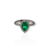 Teardrop emerald & diamond halo ring