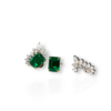 Investment quality emerald cut pair of earrings with detachable diamond jackets