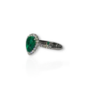 Teardrop emerald & diamond halo ring