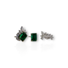 Investment quality emerald cut pair of earrings with detachable diamond jackets