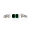 Investment quality emerald cut pair of earrings with detachable diamond jackets