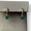 Heart Colombian emerald drop hoop with diamonds earrings