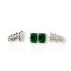 Investment quality emerald cut pair of earrings with detachable diamond jackets