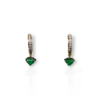 Heart Colombian emerald drop hoop with diamonds earrings