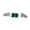 Investment quality emerald cut pair of earrings with detachable diamond jackets