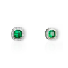 Art deco bezel set studs with fixed diamond halo