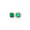 Art deco bezel set studs with fixed diamond halo