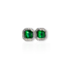 Art deco bezel set studs with fixed diamond halo