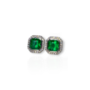 Art deco bezel set studs with fixed diamond halo