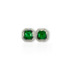 Art deco bezel set studs with fixed diamond halo