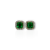 Studs with diamond jackets square emerald cut