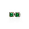 Studs with diamond jackets square emerald cut