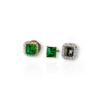 Studs with diamond jackets square emerald cut