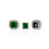 Studs with diamond jackets square emerald cut